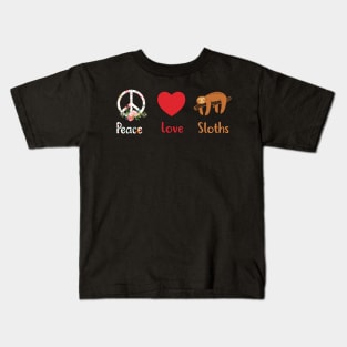 Peace Love Sloths Peace Sign Kids T-Shirt